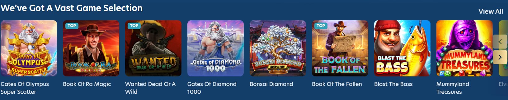LuckyDreams popular slot selection